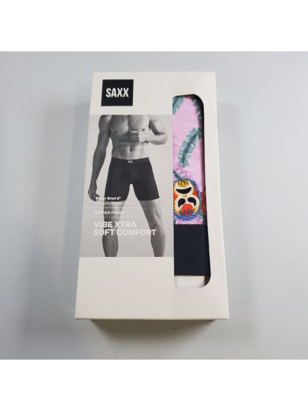 SAXX Vibe Xtra Soft Comfort Boxer Briefs Men Size Medium NWT Lucho Libre Orchid